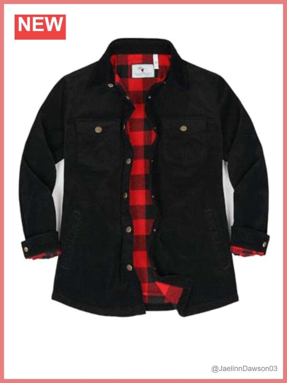 Flannel Lined Corduroy Shirt Jacket Snap Button Boyfriend Fit